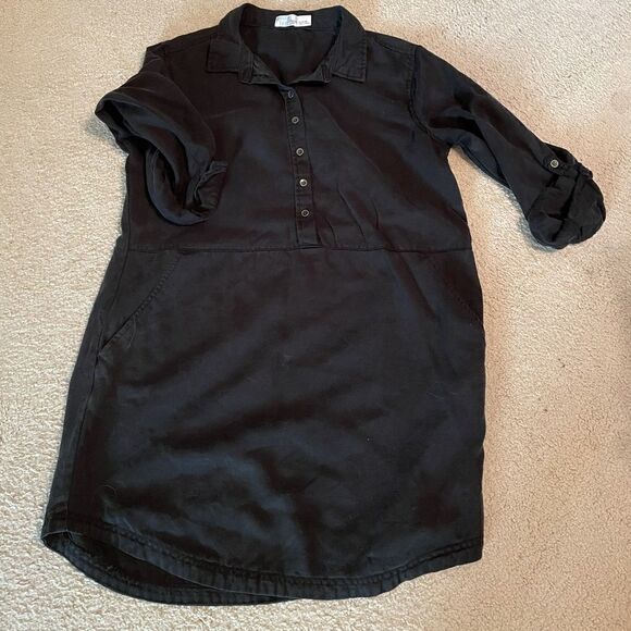 Time and Tru black Tencel dress tunic with tabbed sleeves and pockets - Picture 3 of 9